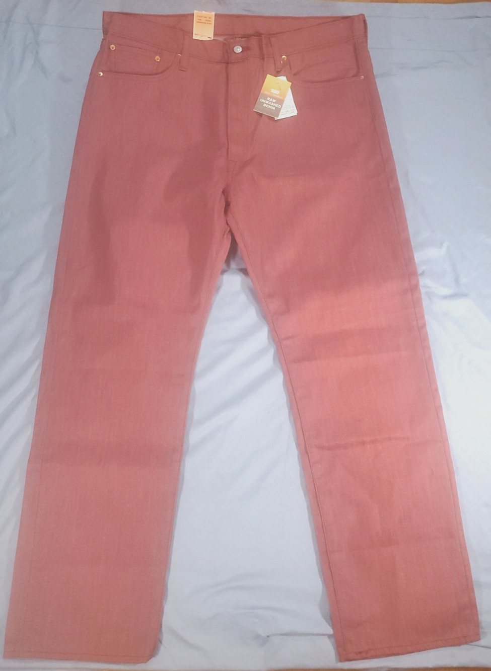 Levis 501 Men Shrink To Fit Jeans 40x30 Coral Salmon Sherbet Pink NWT Button Fly